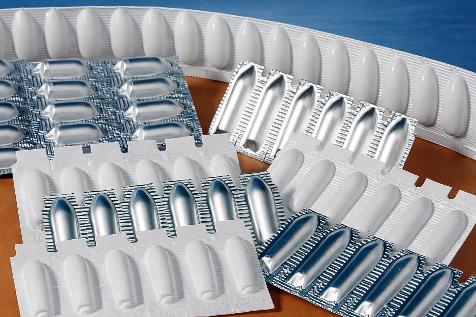 Ректальные свечи в различных упаковках на столе.